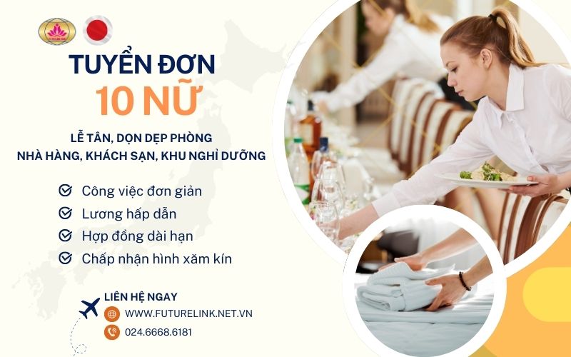 Tuyển lễ tân dọn dẹp nhà hàng, khách sạn 6/3