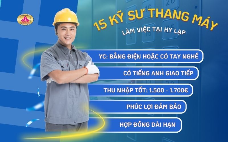 Tuyển kỹ sư thang máy, làm việc tại Hy Lạp