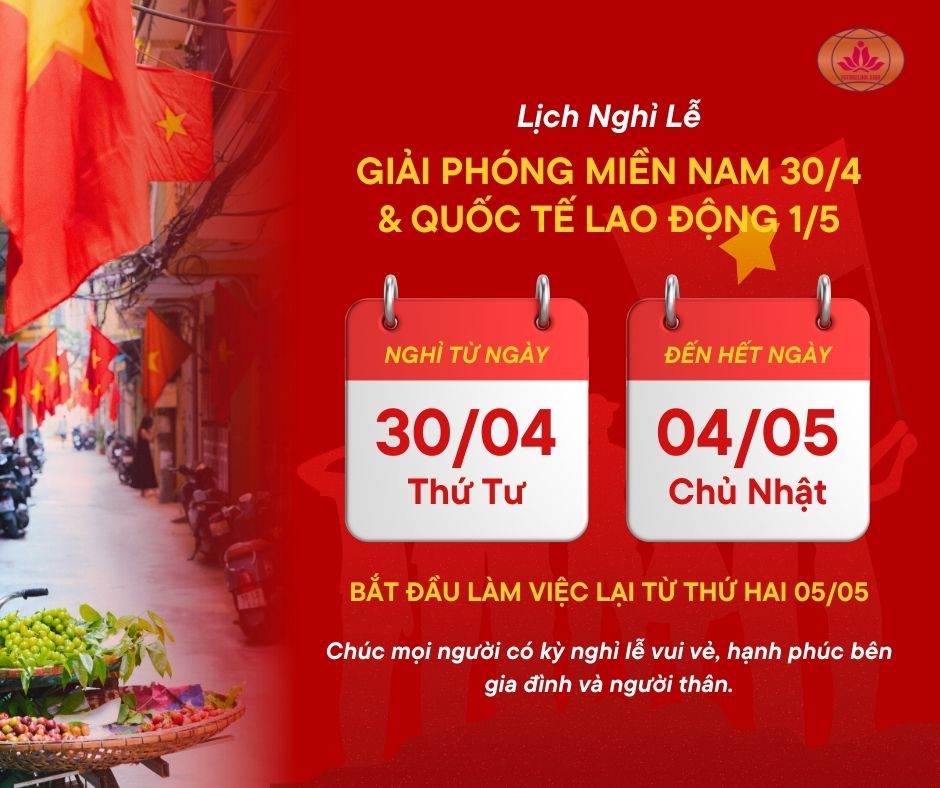 Thông báo nghỉ lễ 30/04 và 01/05 năm 2025