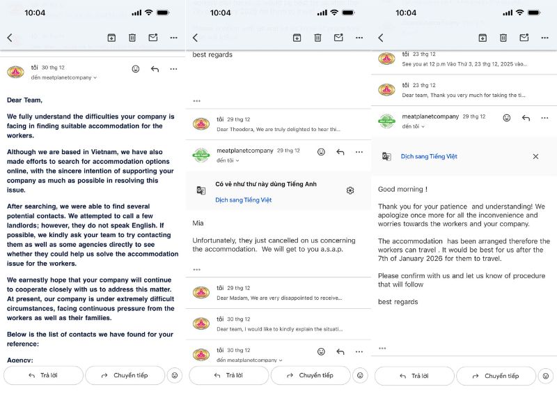 Email liên hệ giữa công ty TNHH Quốc tế Futurelink Star và đối tác Hy Lạp