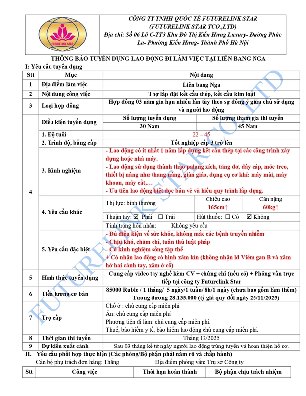 Đơn hàng lắp đặt kết cấu thép - Liên Bang Nga 1