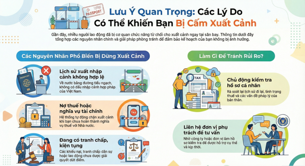 Thông báo một số trường hợp dừng xuất cảnh tại sân bay