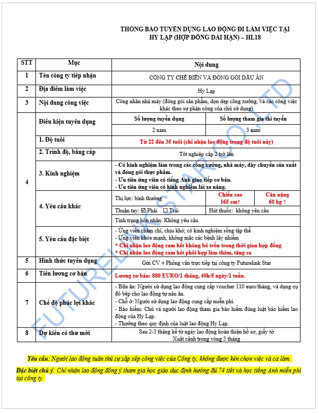 Tuyển công nhân nhà máy sản xuất dầu ăn
