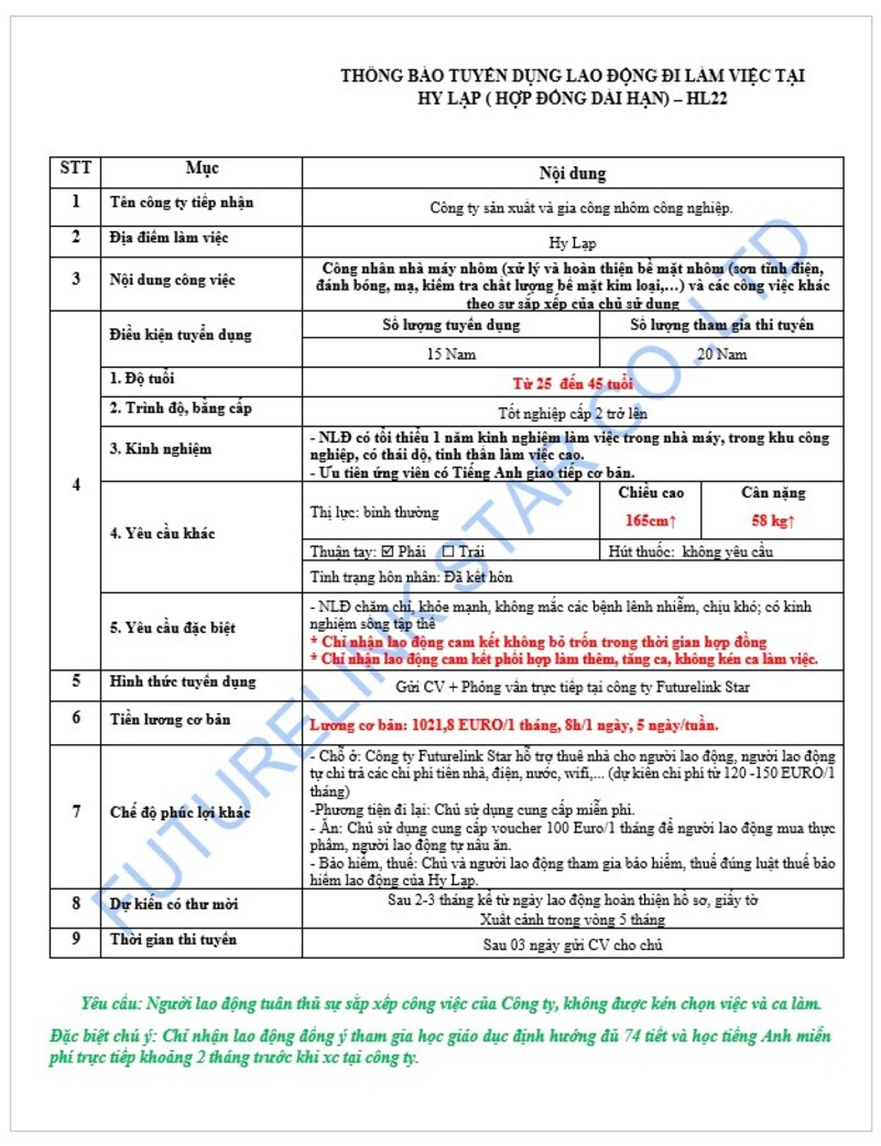 Tuyển công nhân nhà máy nhôm