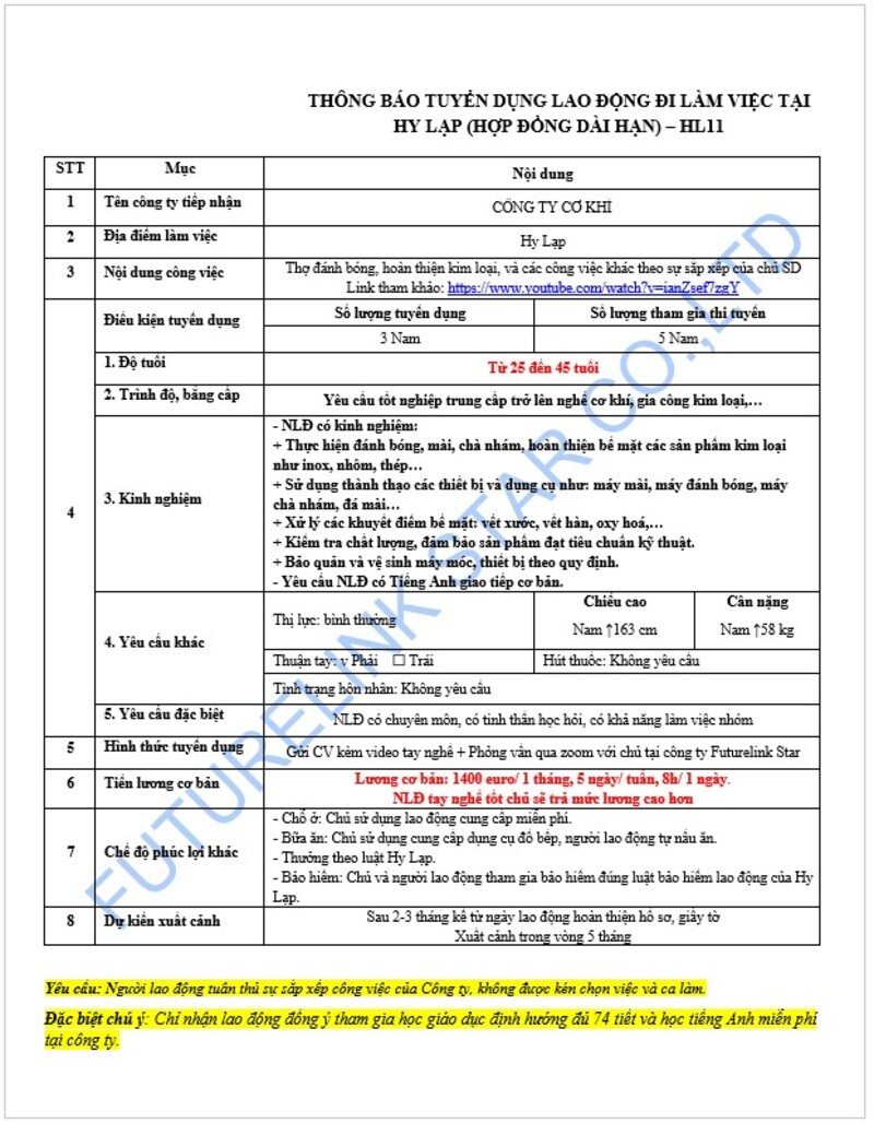 Tuyển thợ đánh bóng và hoàn thiện kim loại