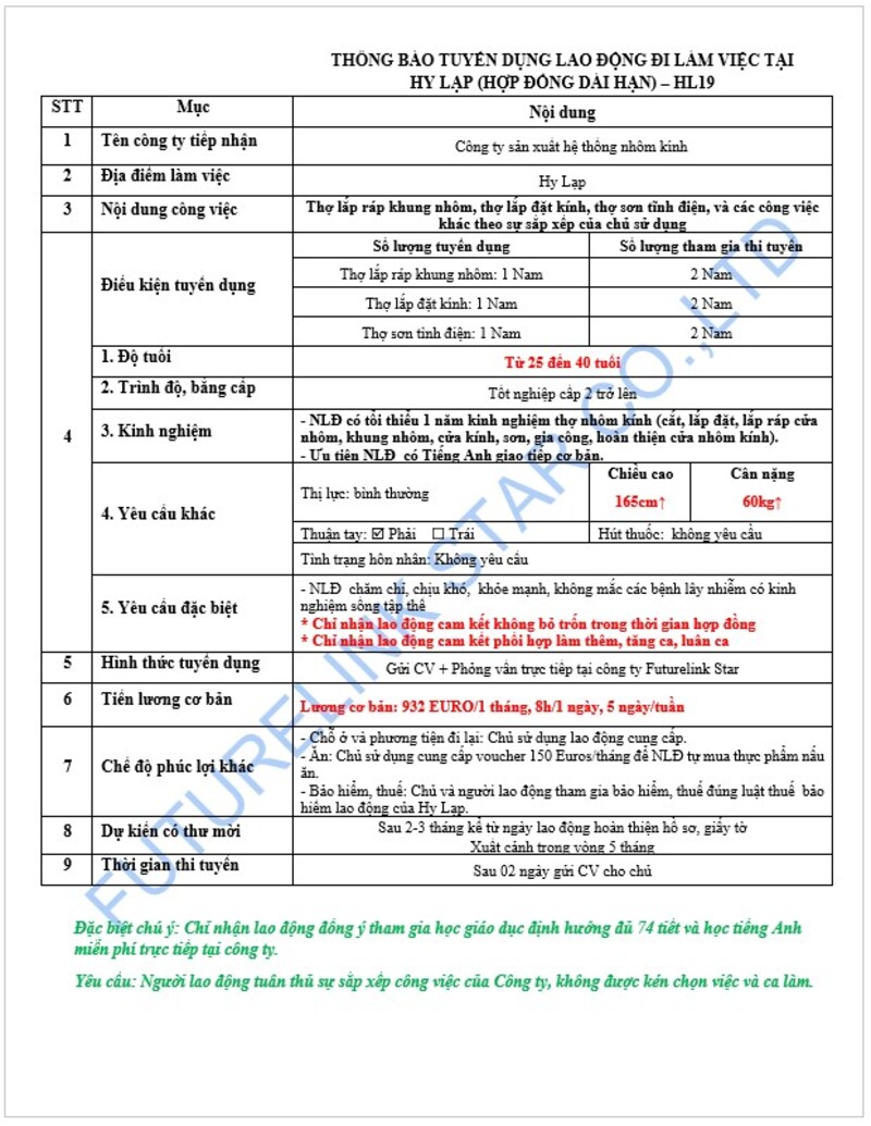 Tuyển thợ thi công, lắp đặt khung nhôm, kính - Công ty sản xuất hệ thống nhôm kính