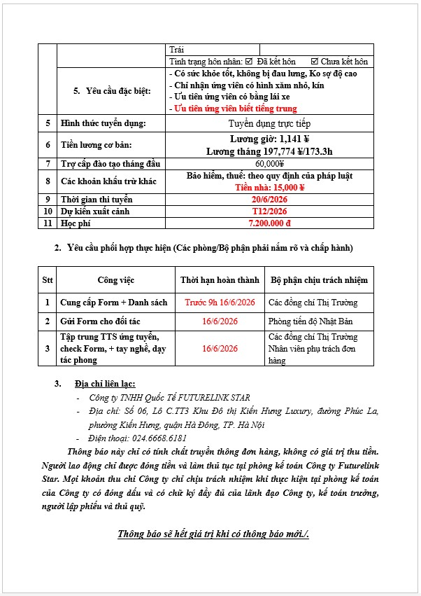 Đơn hàng hoàn thiện nội thất saitama - Nhật Bản tháng 6 năm 2026