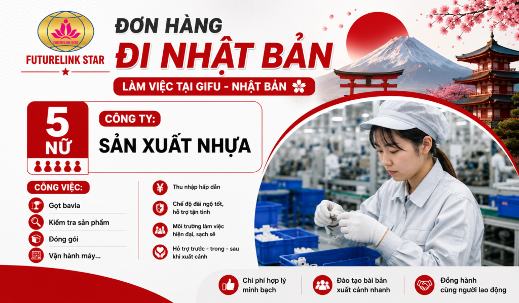 Tuyển 5 Nữ - Làm việc tại công ty nhựa Gifu