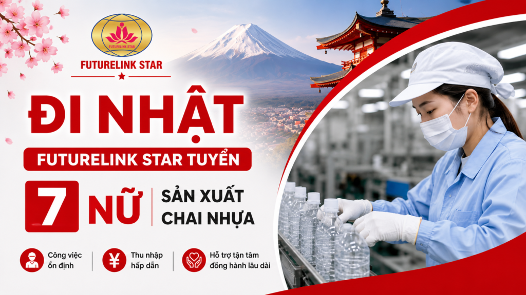 Tuyển 7 nữ sản xuất chai nhựa tại Nhật Bản - tháng 6.2026