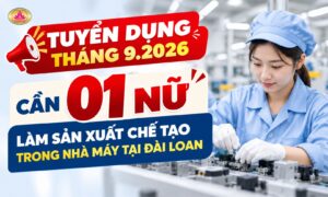 Tuyển 01 Nữ làm việc tại nhà máy Đài Loan